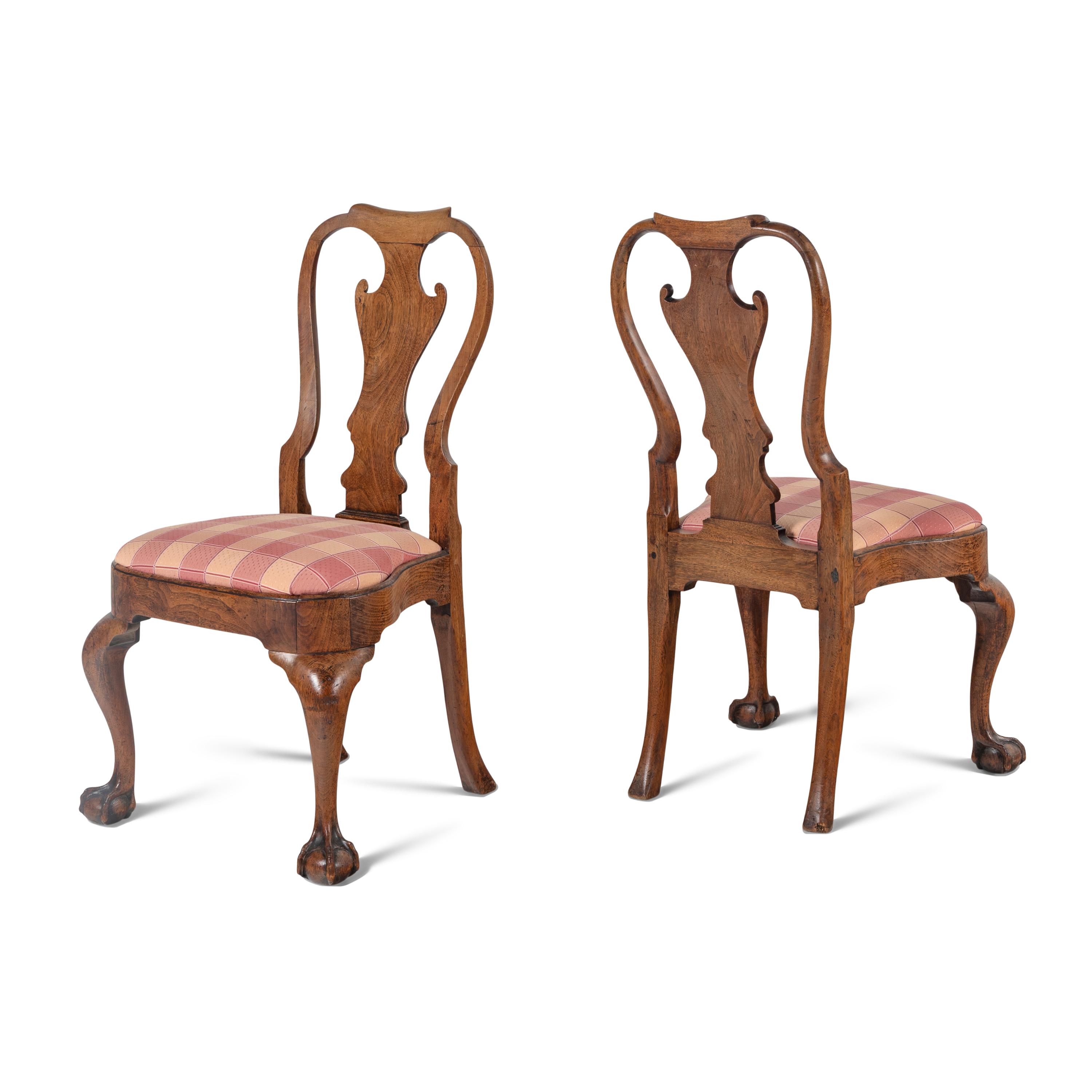 A Pair of George II Walnut Side Chairs