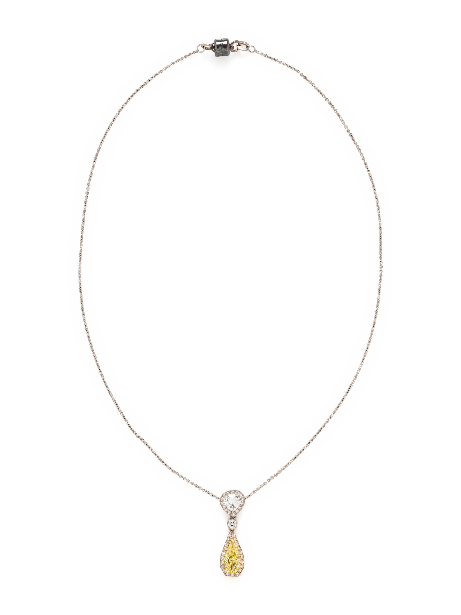 FANCY YELLOW DIAMOND AND DIAMOND NECKLACE