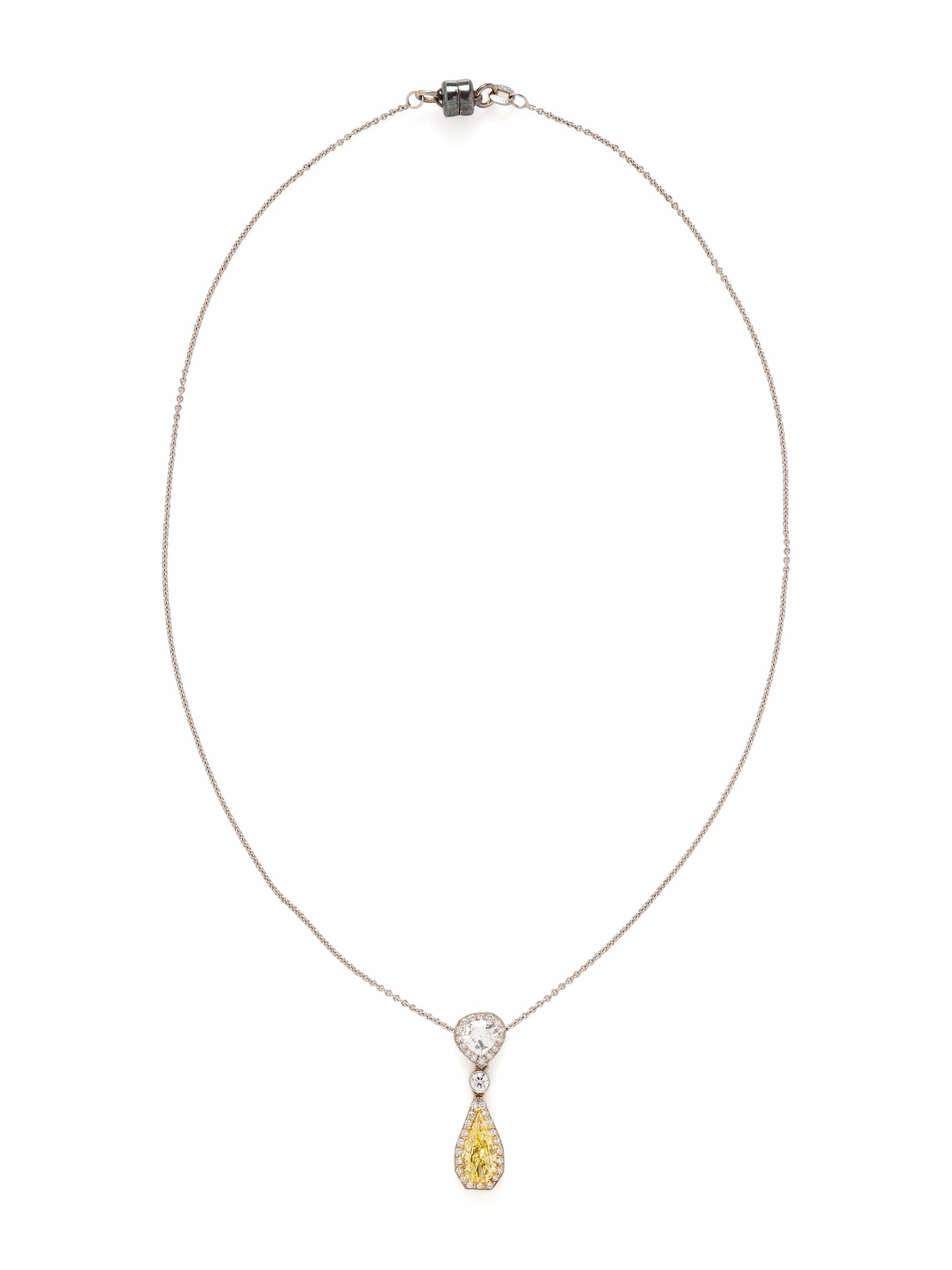 FANCY YELLOW DIAMOND AND DIAMOND NECKLACE
