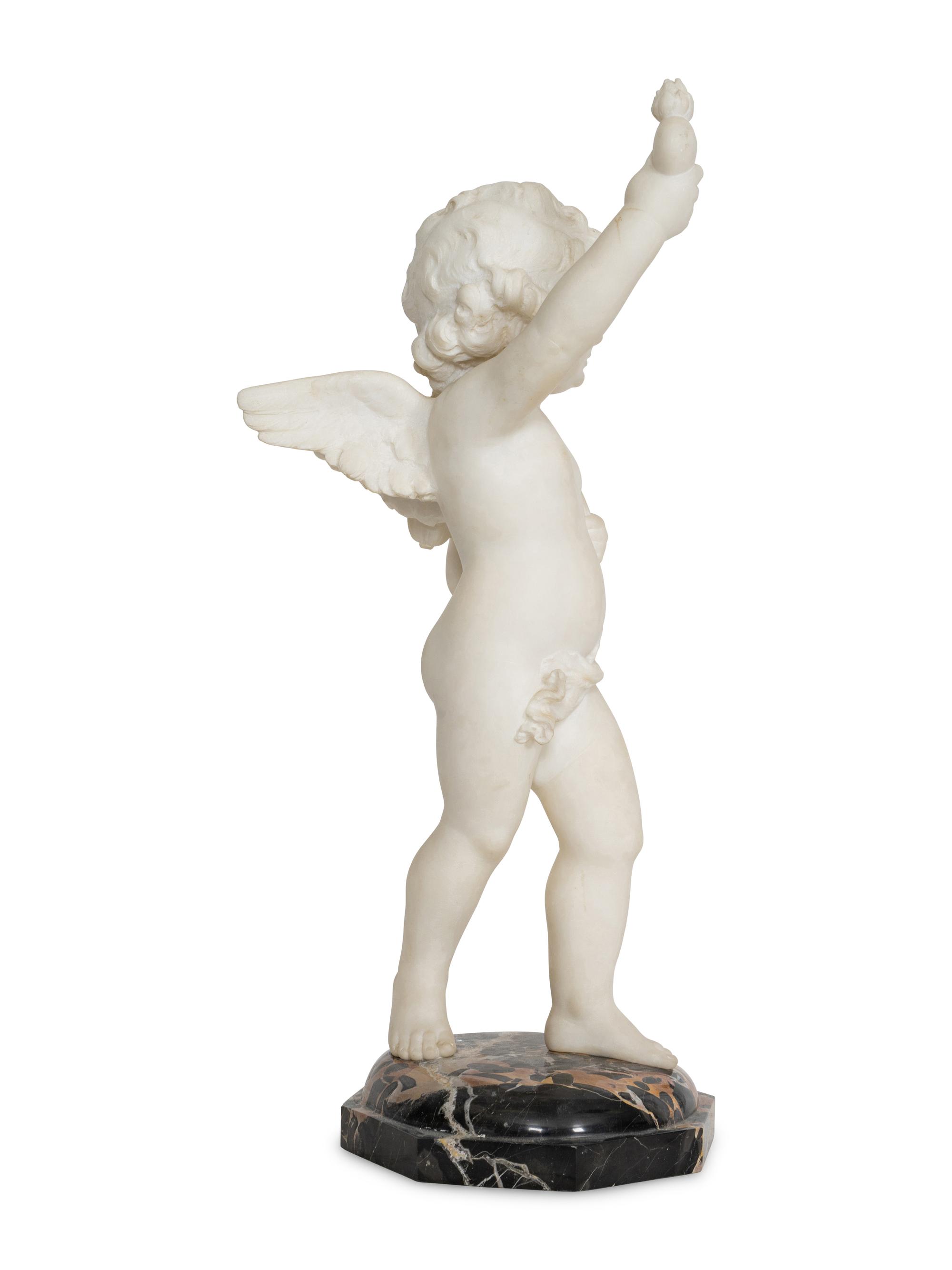 Cupid Holding Flaming Heart Aloft