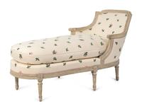 A Louis XVI Style Grey-Painted Chaise Longue