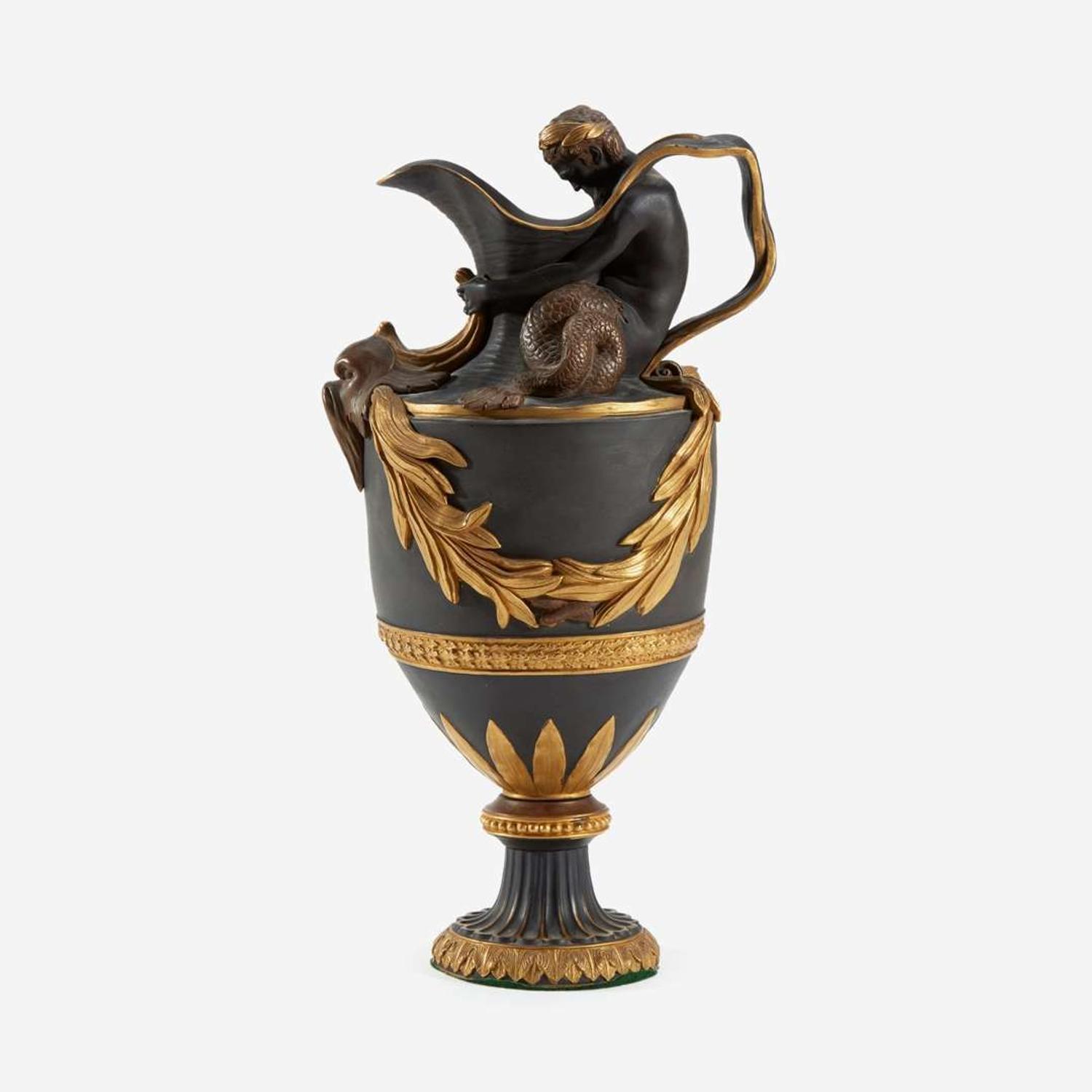 A Wedgwood parcel-gilt and bronzed black basalt ewer late 18th / early 19th century