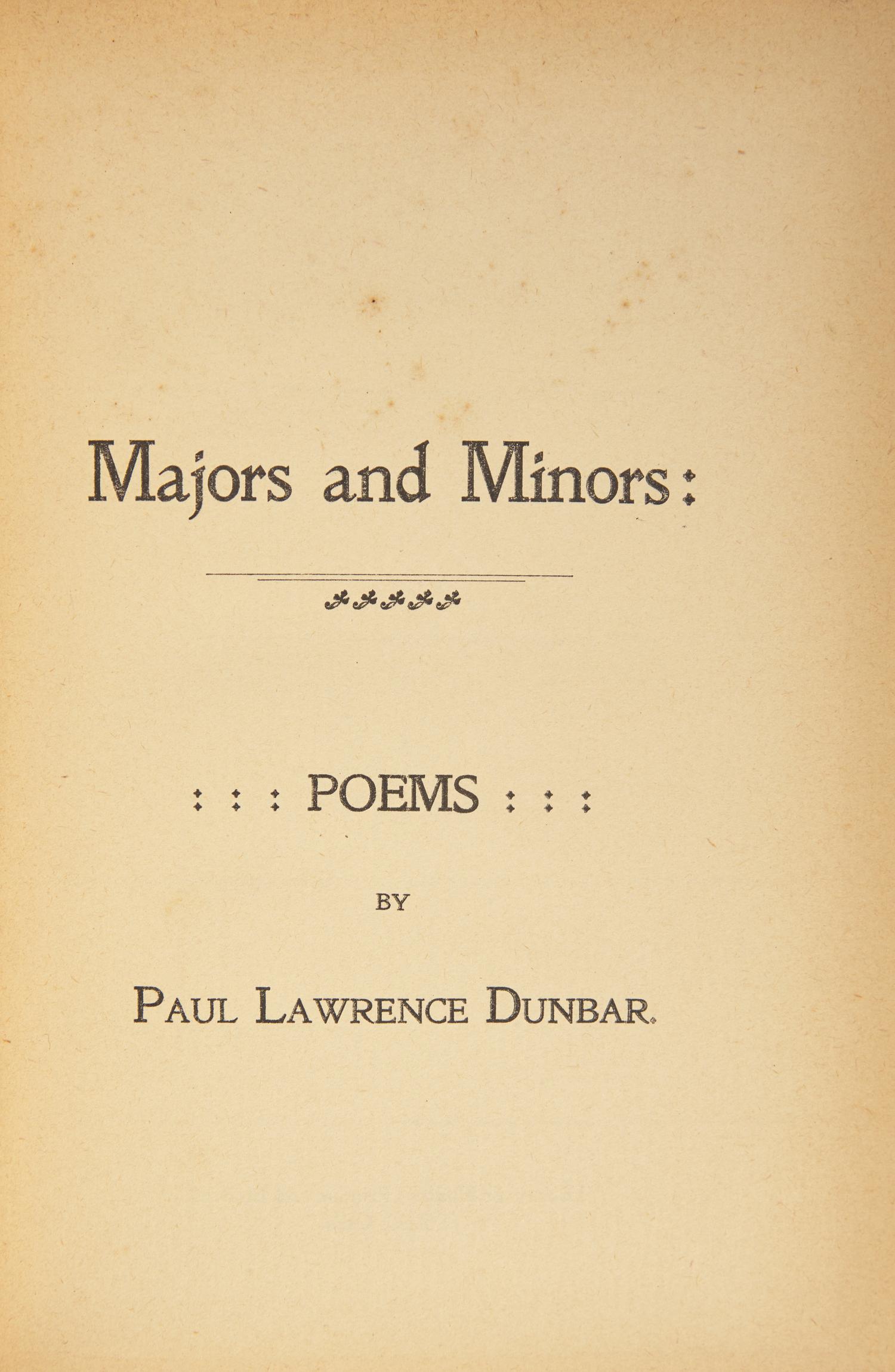 [African-Americana] Dunbar, Paul Laurence. Majors and Minors: Poems