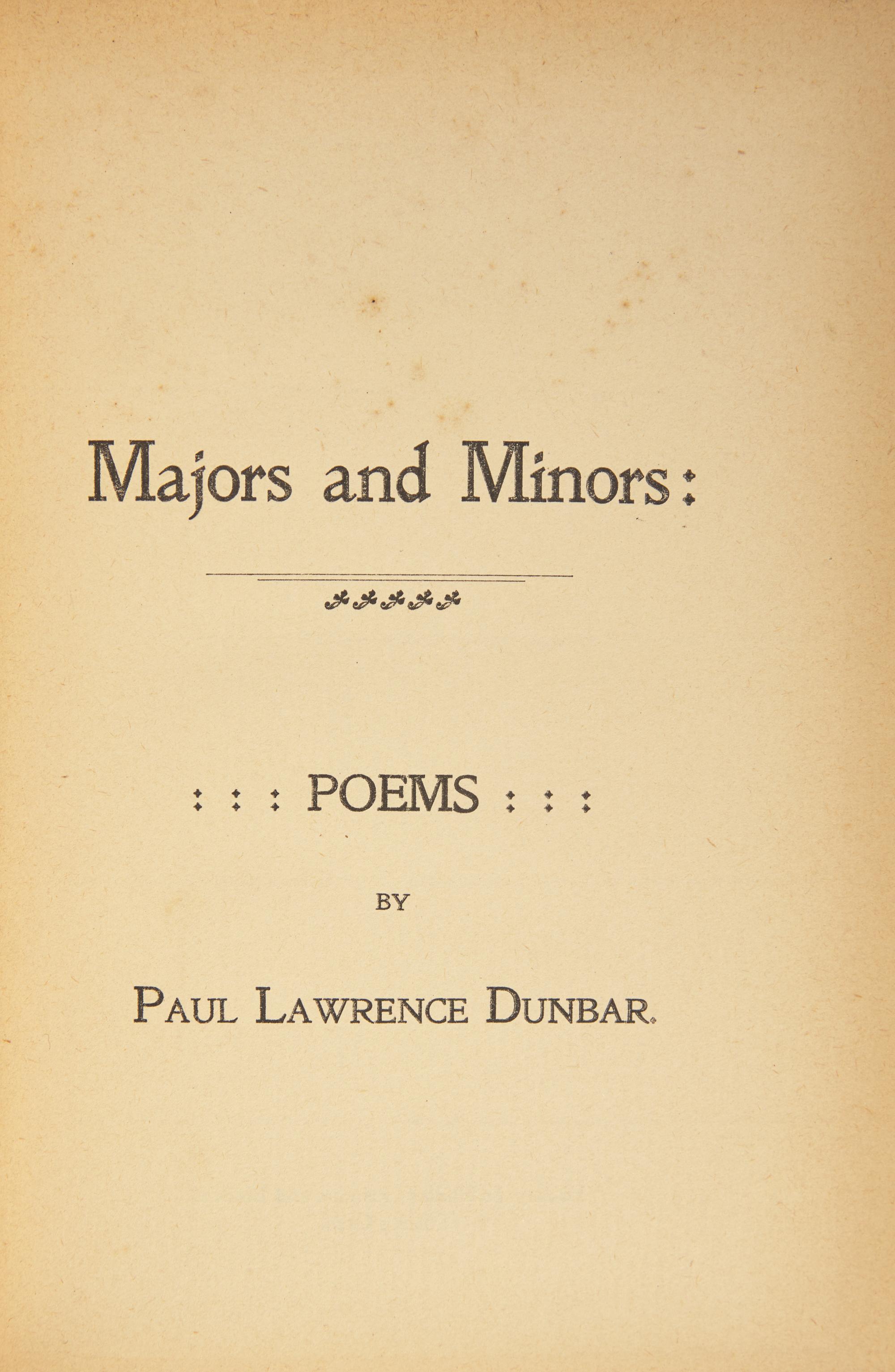 [African-Americana] Dunbar, Paul Laurence. Majors and Minors: Poems