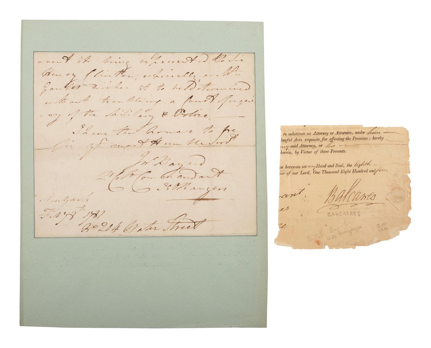 [REVOLUTIONARY WAR]. 11 documents and signatures associated with Revolutionary War-era figures.