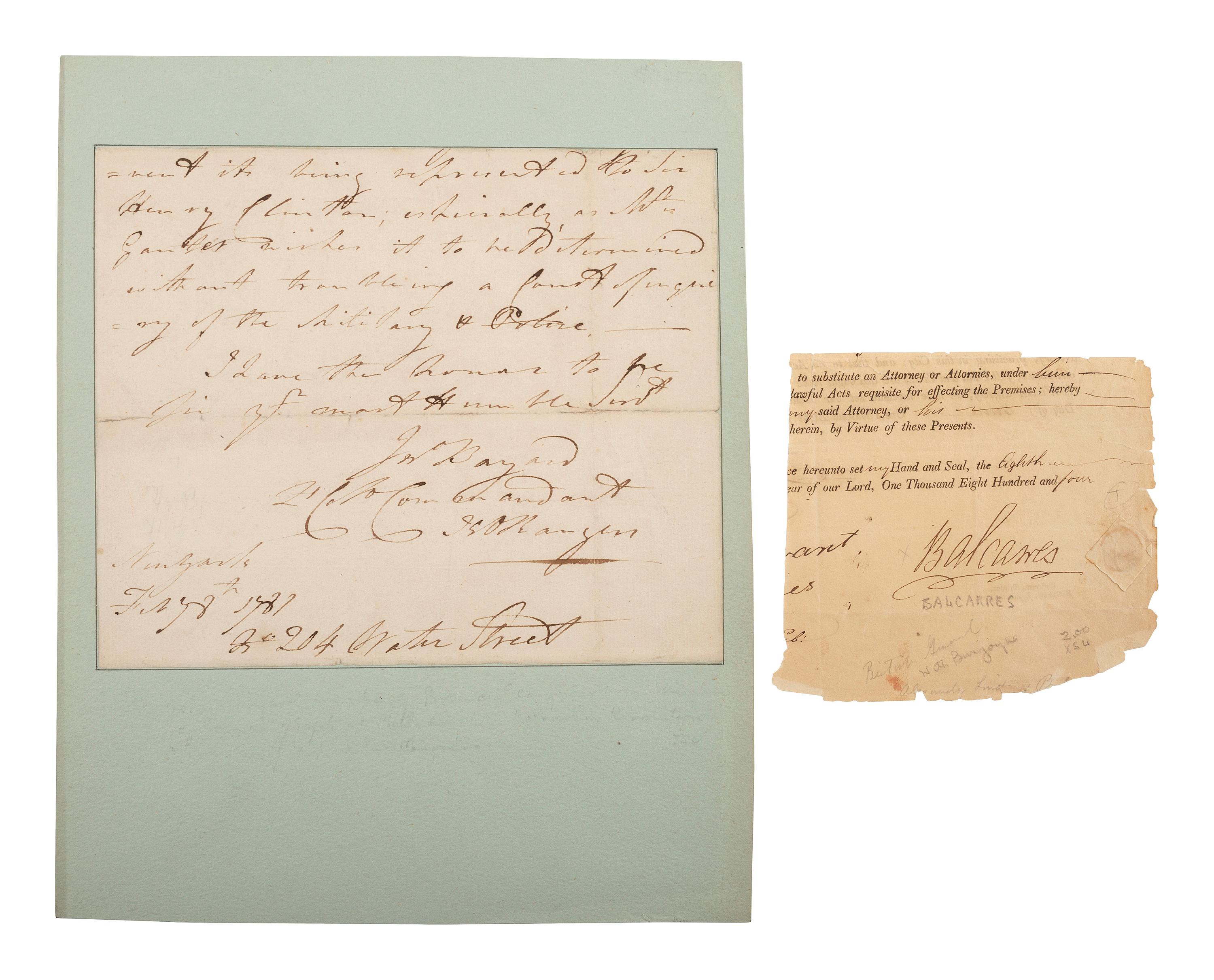 [REVOLUTIONARY WAR]. 11 documents and signatures associated with Revolutionary War-era figures.