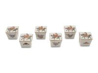 A Set of Six Small Chinese Famille Rose Porcelain Covered Boxes
