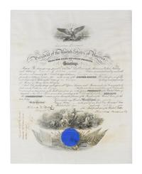ROOSEVELT, Theodore (1858-1919). Engraved document signed as President (“Theodore Roosevelt”), countersigned by William H. Moody, Secretary of the Navy, 7 May 1902.