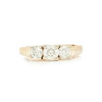 YELLOW GOLD AND DIAMOND THREE STONE RING