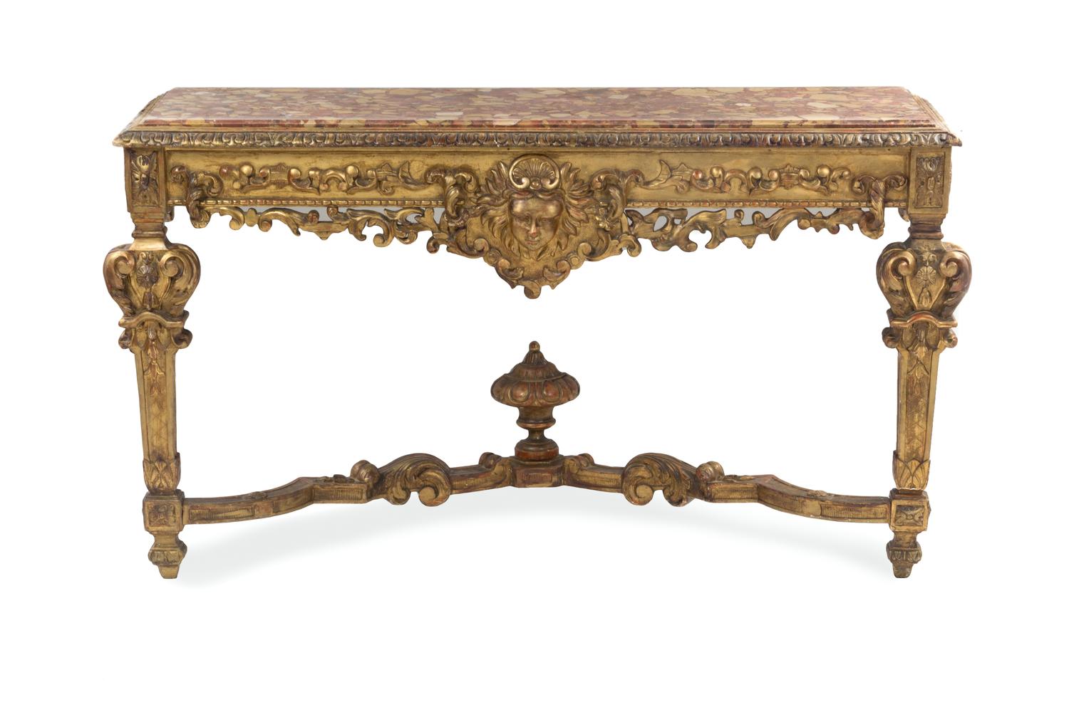 A Pair of Louis XVI Giltwood Console Tables, 18TH/19TH CENTURY WITH ALTERATION, Height 34 3/4 x width 57 1/4 x depth 14 3/4 inches. — 18TH/19TH CENTURY WITH ALTERATION,