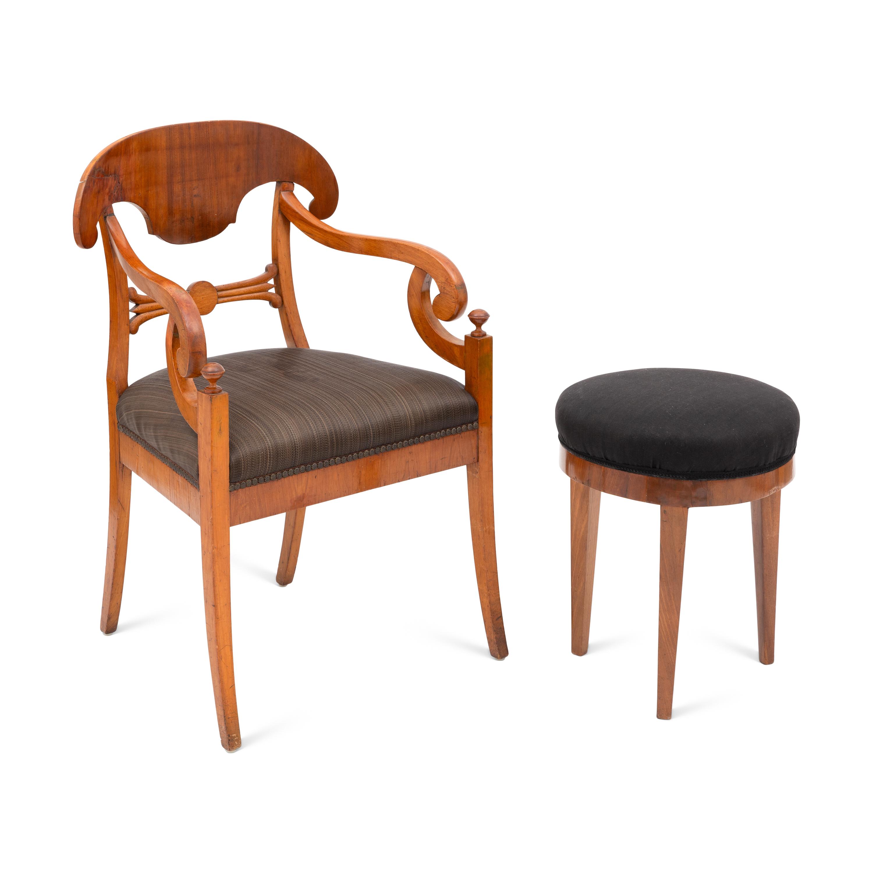 A Biedermeier Fauteuil and Stool