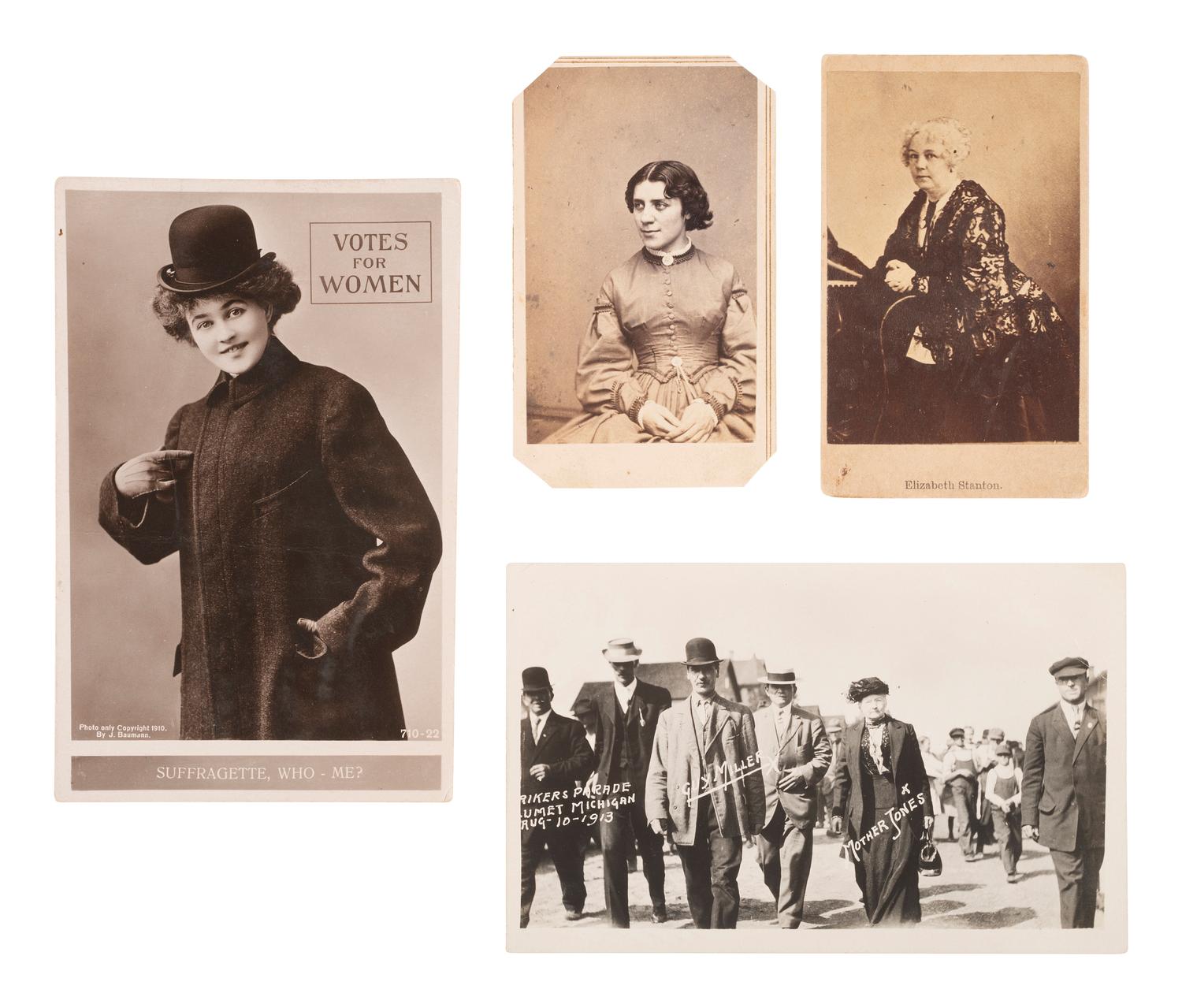 [WOMEN'S RIGHTS] 4 photos of female activists, incl. Anna Dickinson, Elizabeth Stanton, Mother Jones