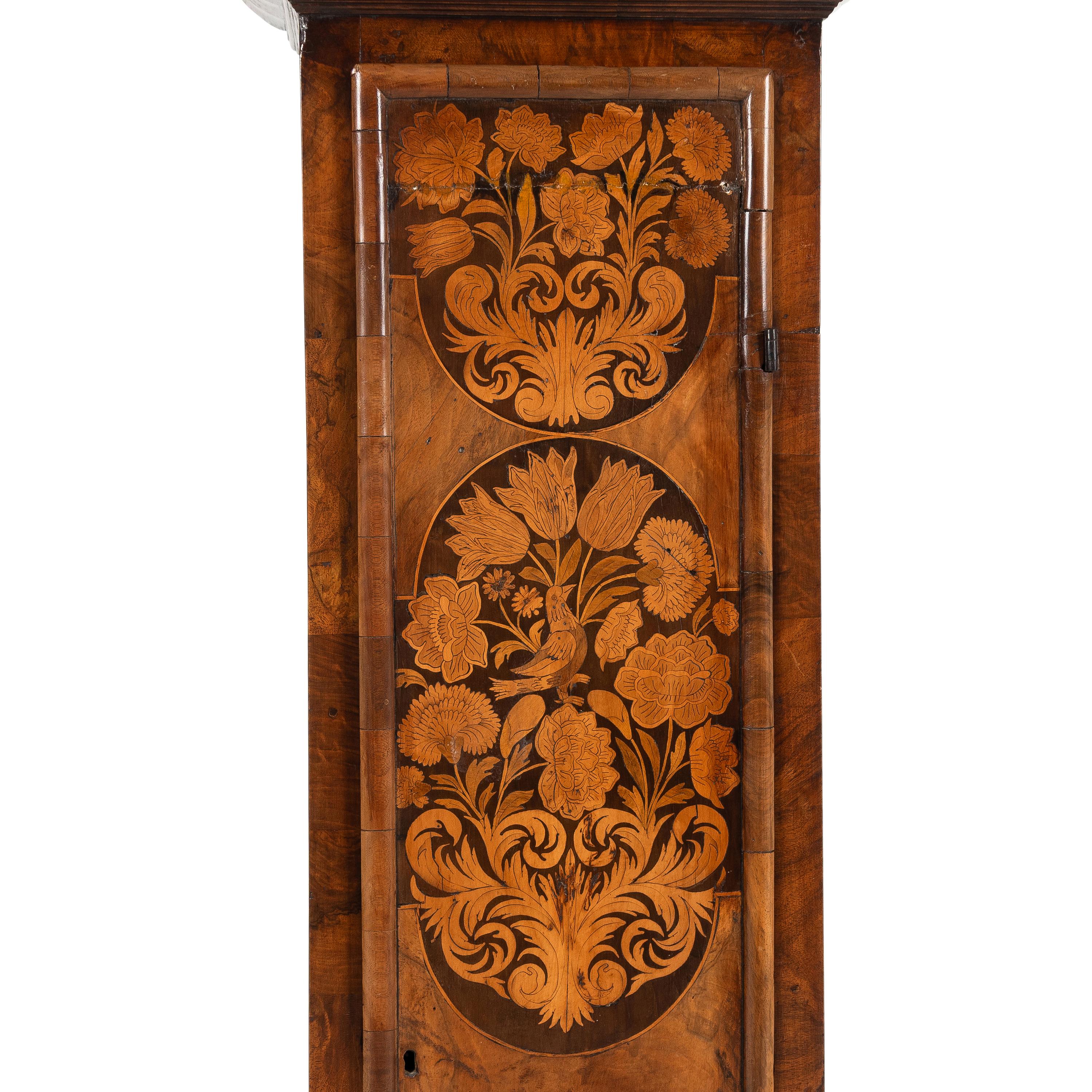 A William and Mary Walnut and Marquetry Tall Case Clock