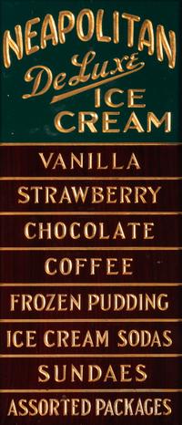 A Painted and Parcel Gilt Neapolitan DeLuxe Ice Cream Menu Sign