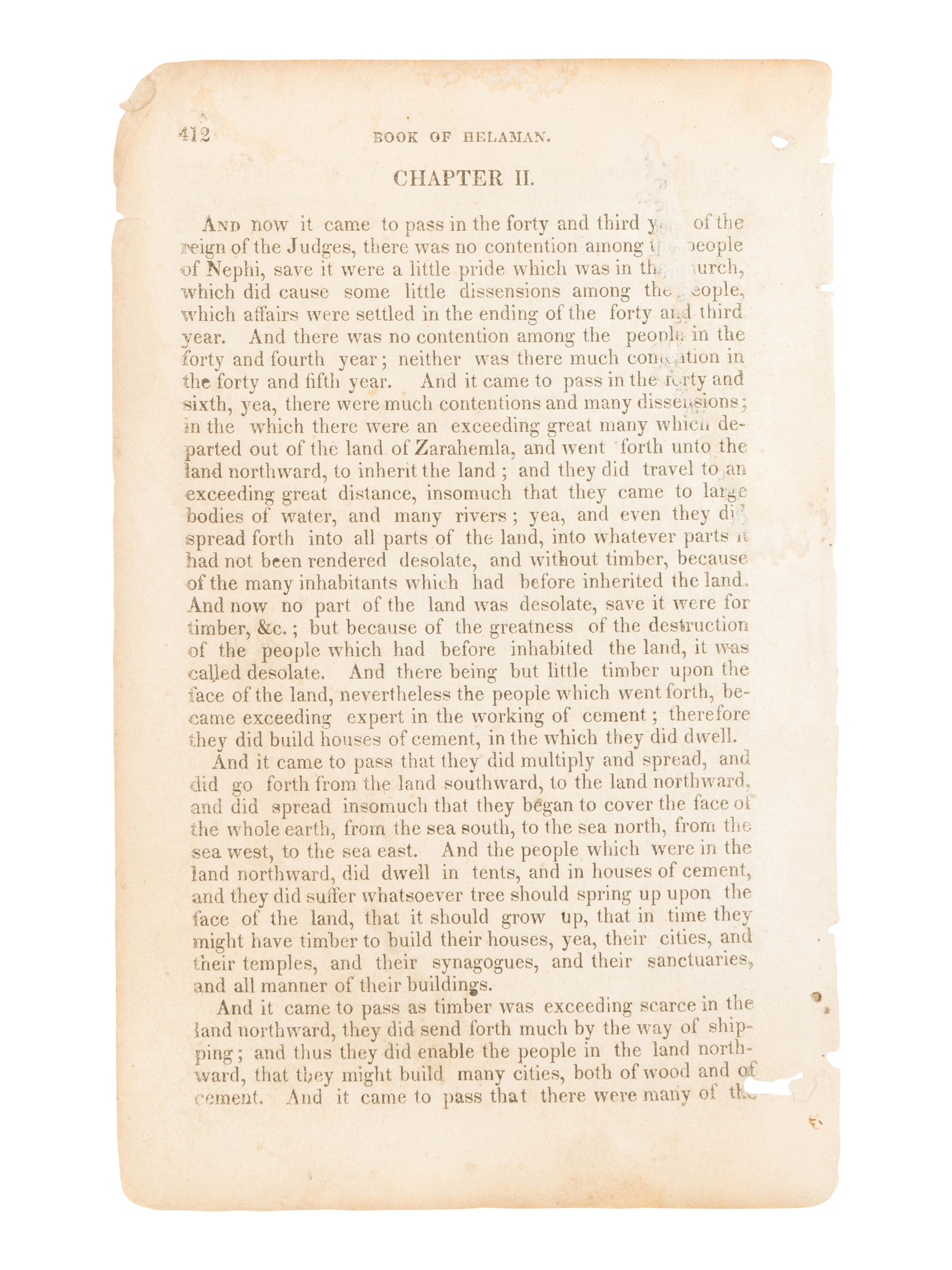 [LEAF BOOK - BOOK OF MORMON]. The First Mormon Book. A Celebration of the 1830 Book of Mormon with an Original Leaf . Salt Lake City: Benchmark Books, 2000.