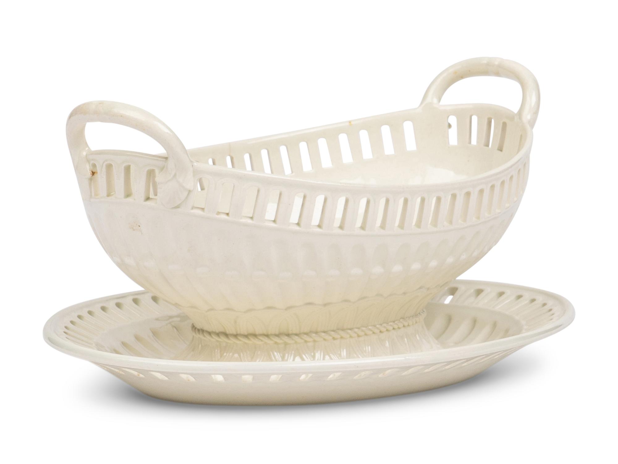 A Wedgwood Creamware Basket and Stand