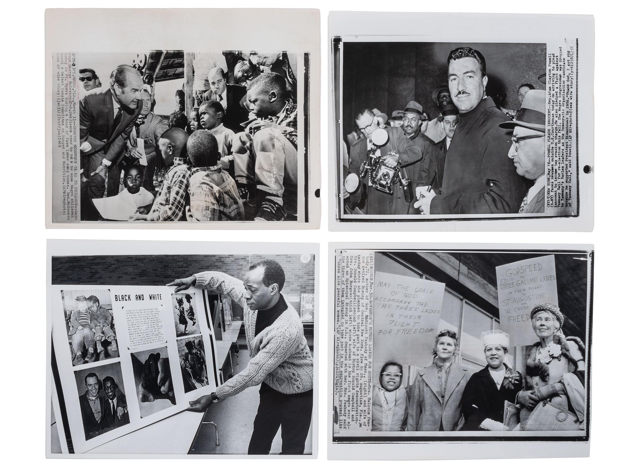 [CIVIL RIGHTS]. A group of 12 press photographs of African American and white politicians and civil rights activists. Ca 1958-1970.