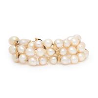 Cultured Pearl, Tourmaline, and Yellow Gold Bracelet