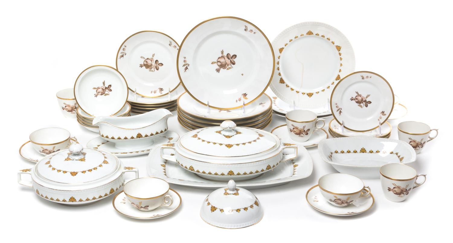 A Royal Copenhagen Partial Dinner Service Diameter of first dinner plate 10 inches.