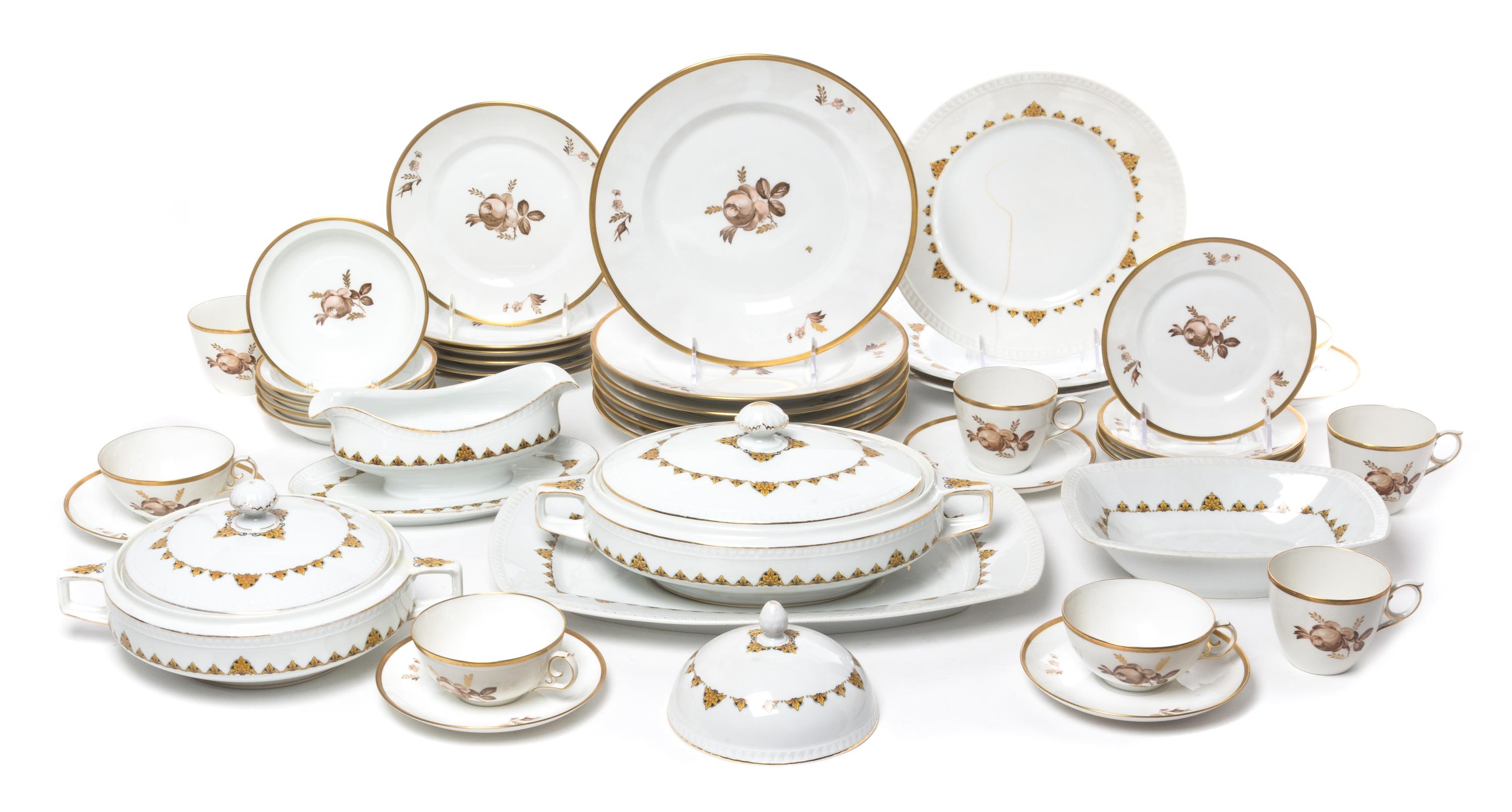 A Royal Copenhagen Partial Dinner Service Diameter of first dinner plate 10 inches.