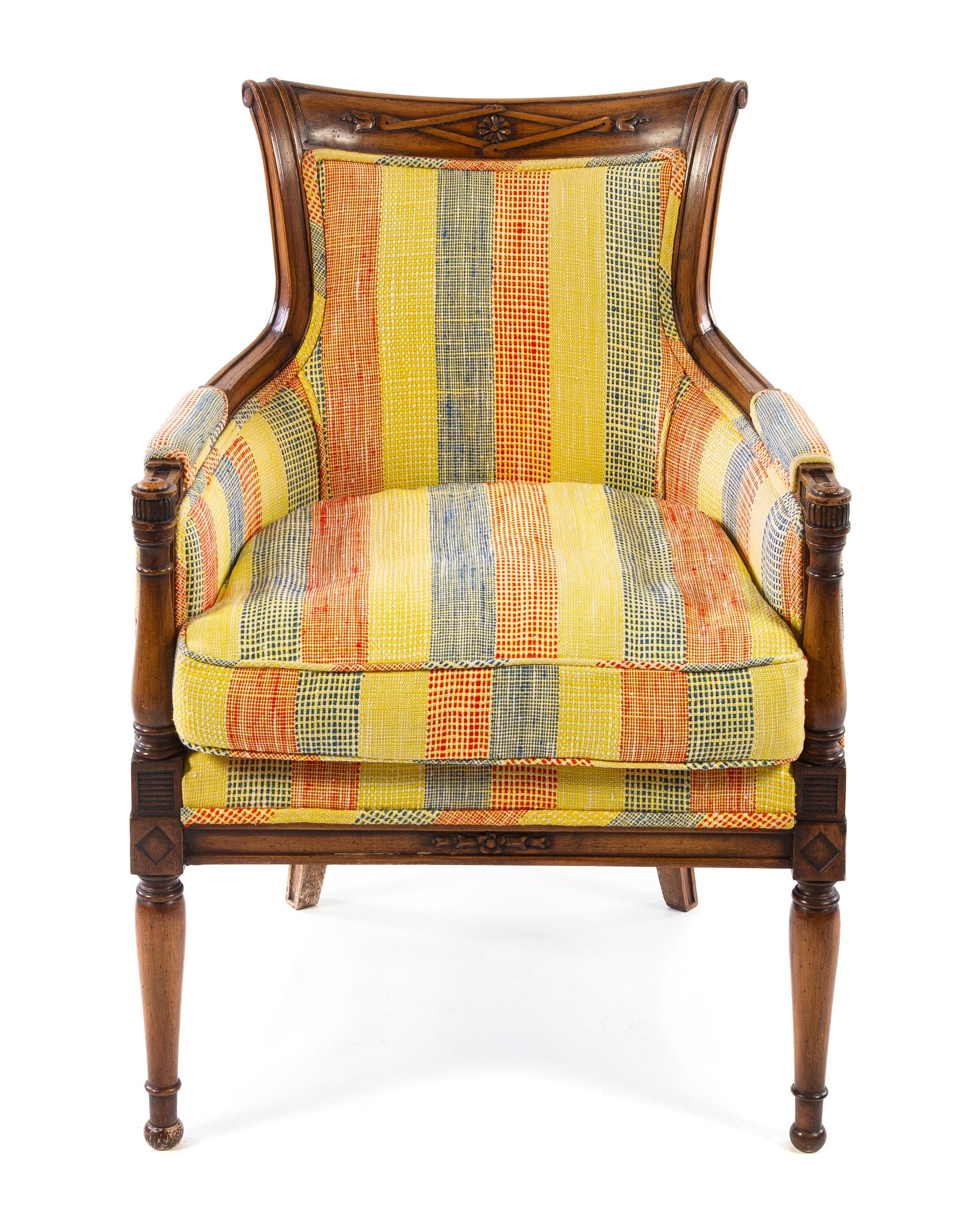 A Directoire Style Walnut Bergere Height 34 1/4 inches. — MID-20TH CENTURY