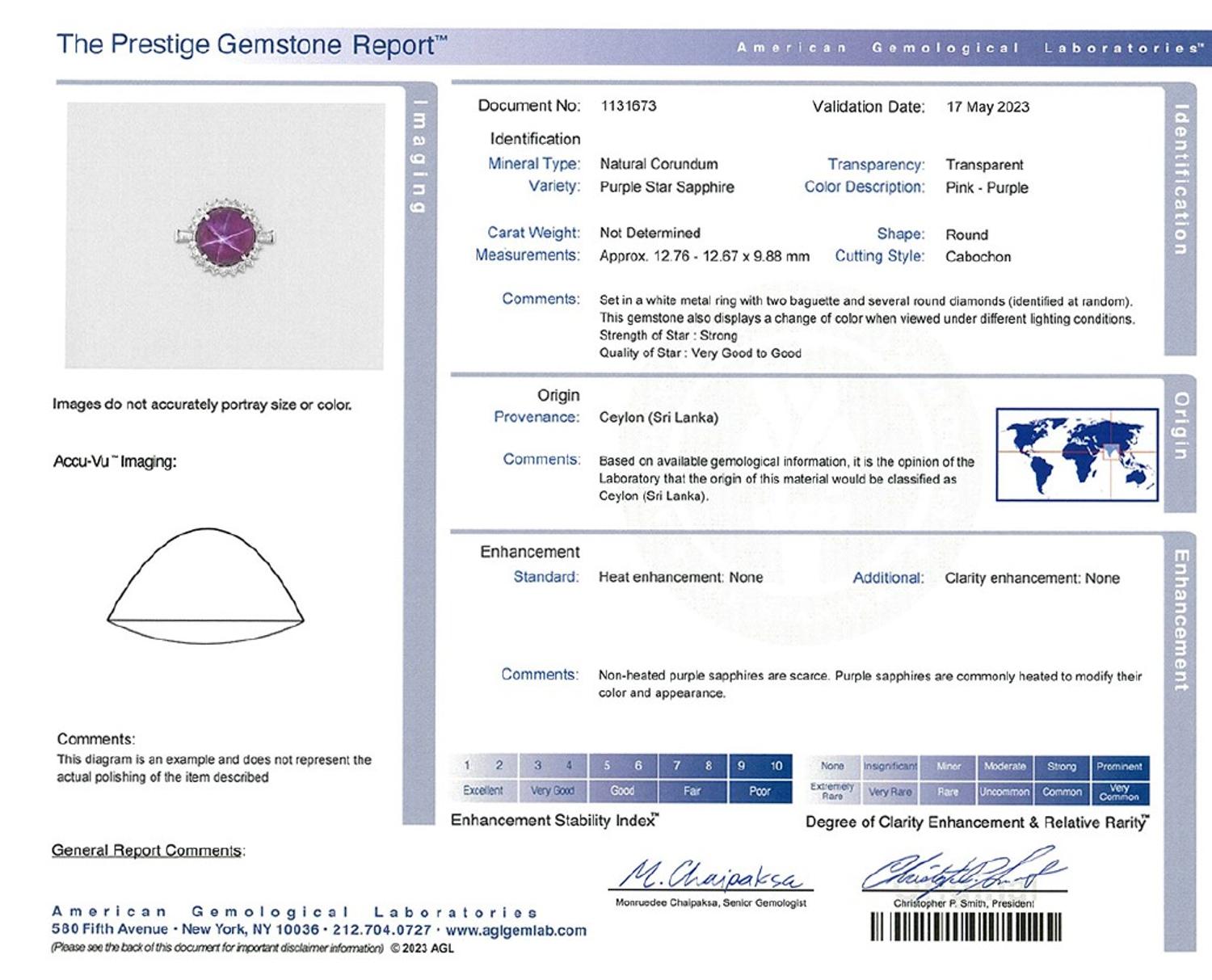 PURPLE STAR SAPPHIRE AND DIAMOND RING
