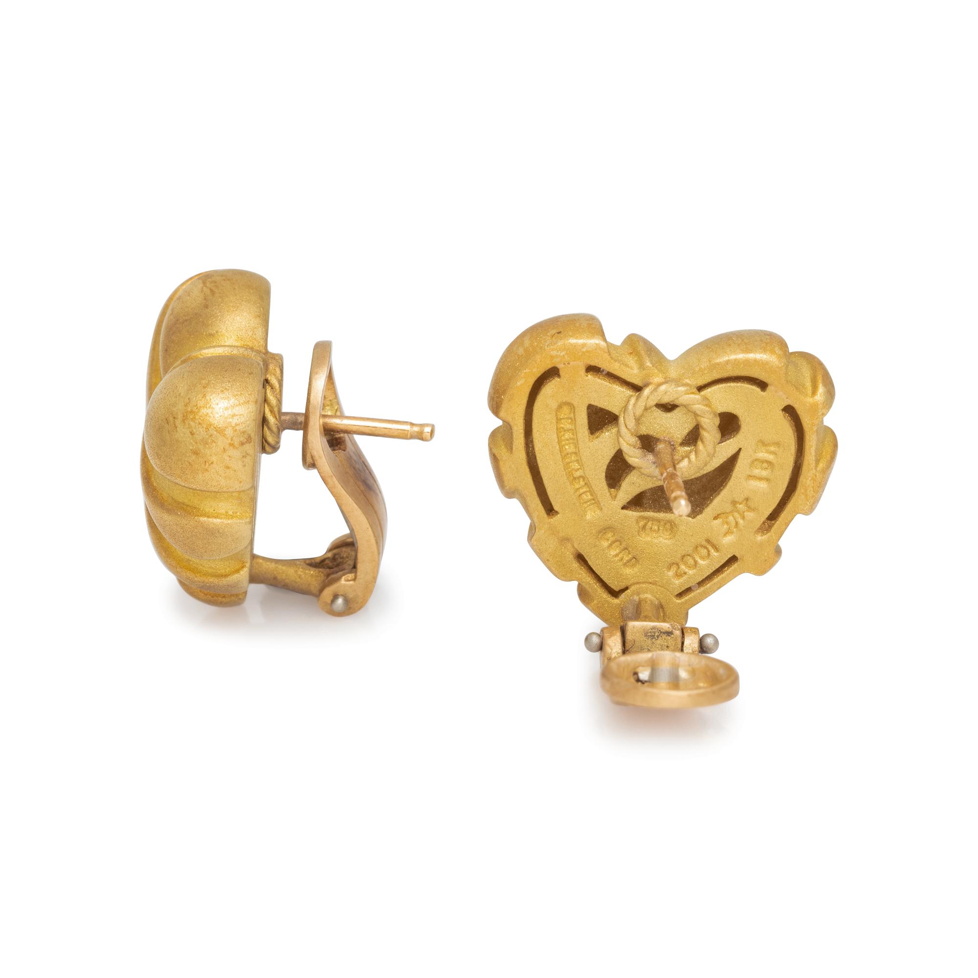 KIESELSTEIN-CORD, YELLOW GOLD HEART EARCLIPS