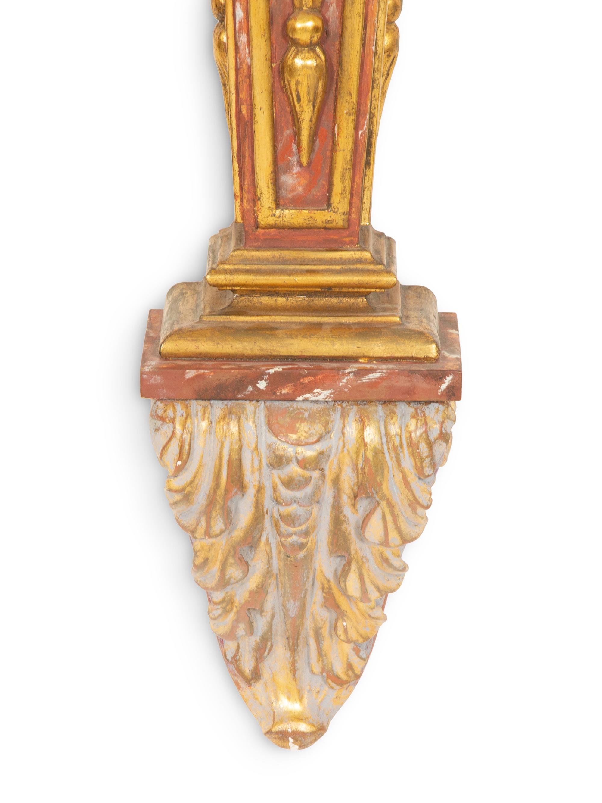 A Pair of Italian Giltwood Wall-Mounted Torchères
