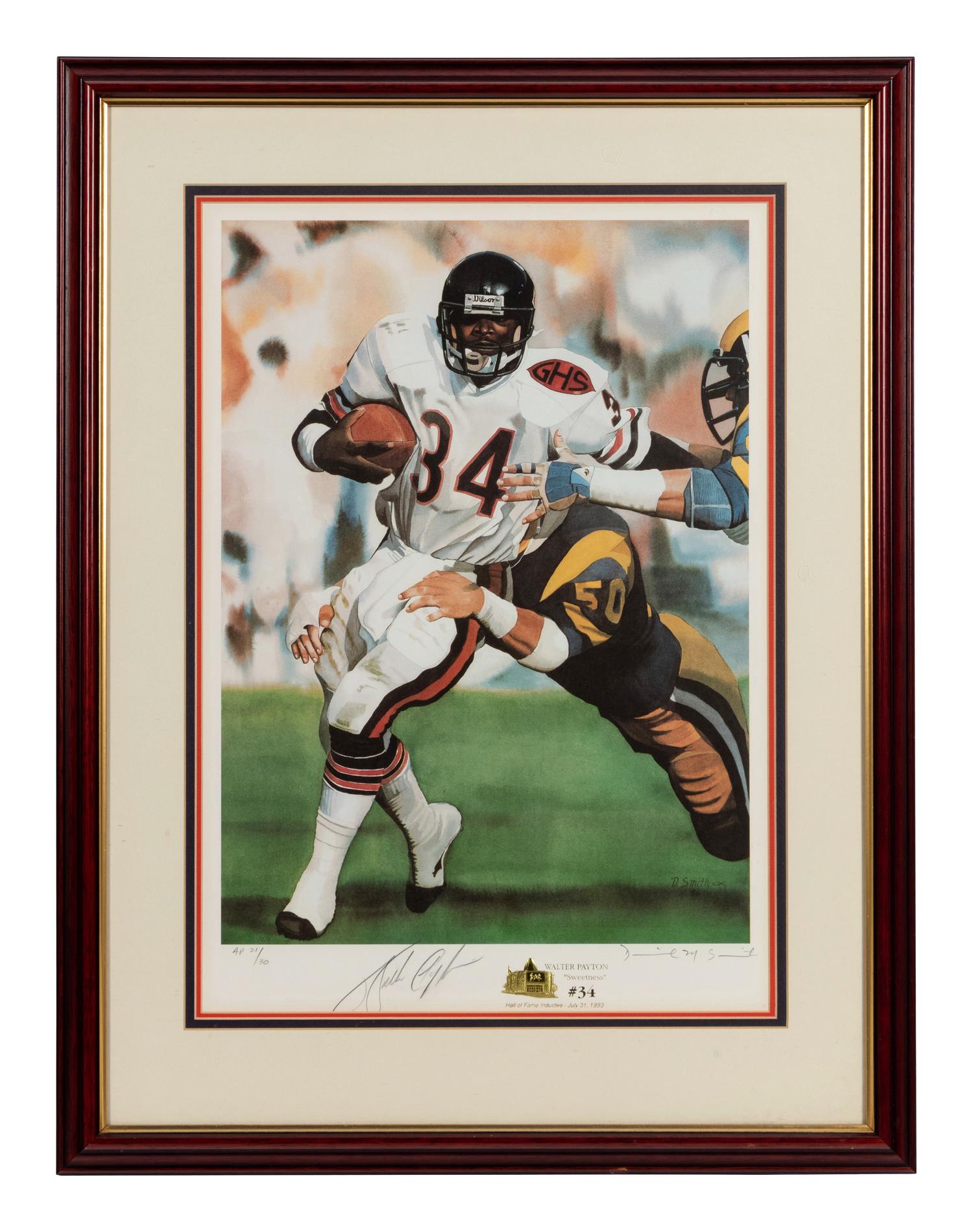 A Walter Payton Signed Autograph Limited Edition Print Formerly Displayed at Mike Ditka’s Restaurant