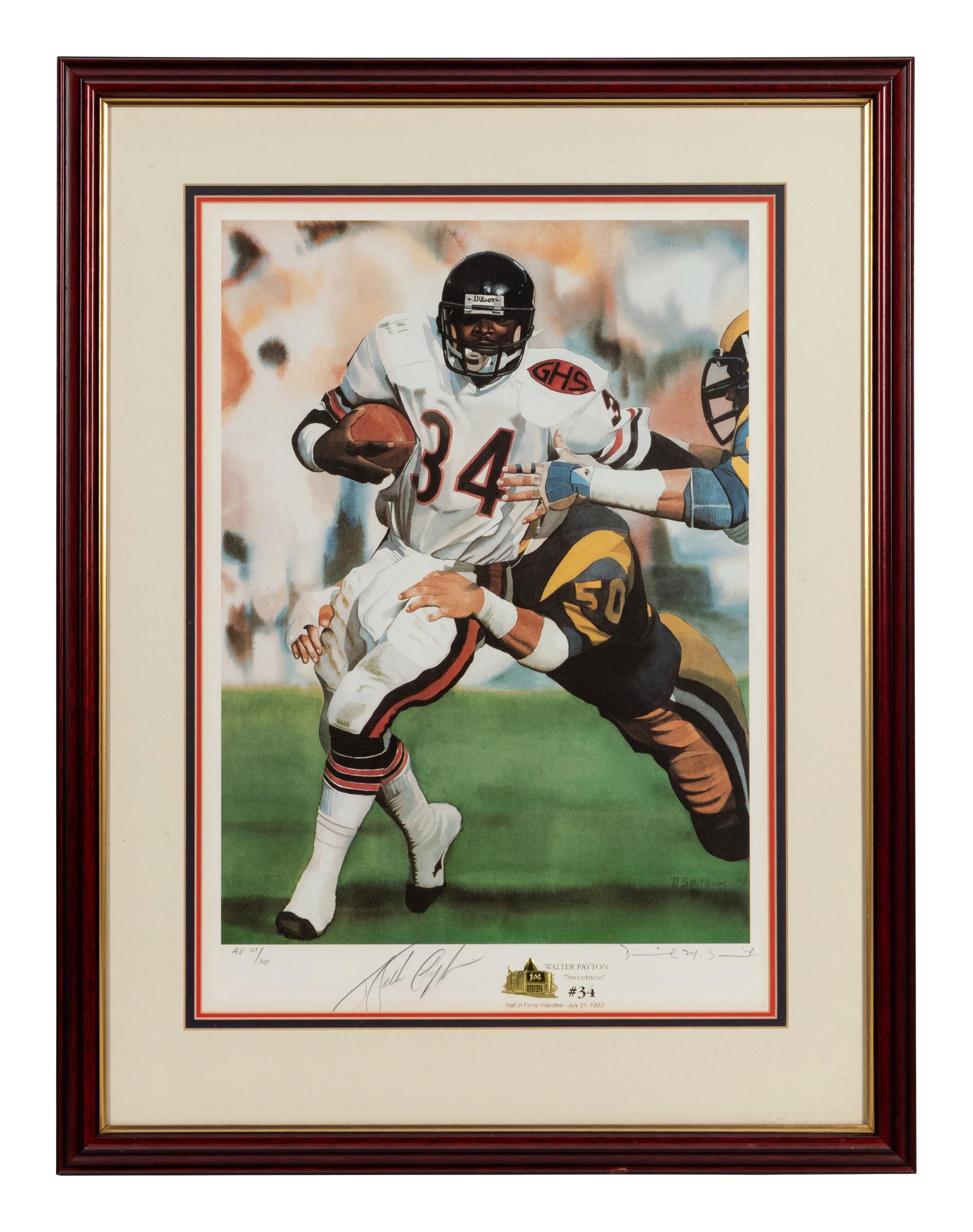 A Walter Payton Signed Autograph Limited Edition Print Formerly Displayed at Mike Ditka’s Restaurant