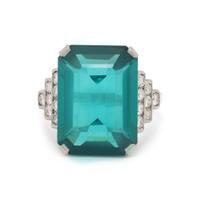 GREEN TOURMALINE AND DIAMOND RING