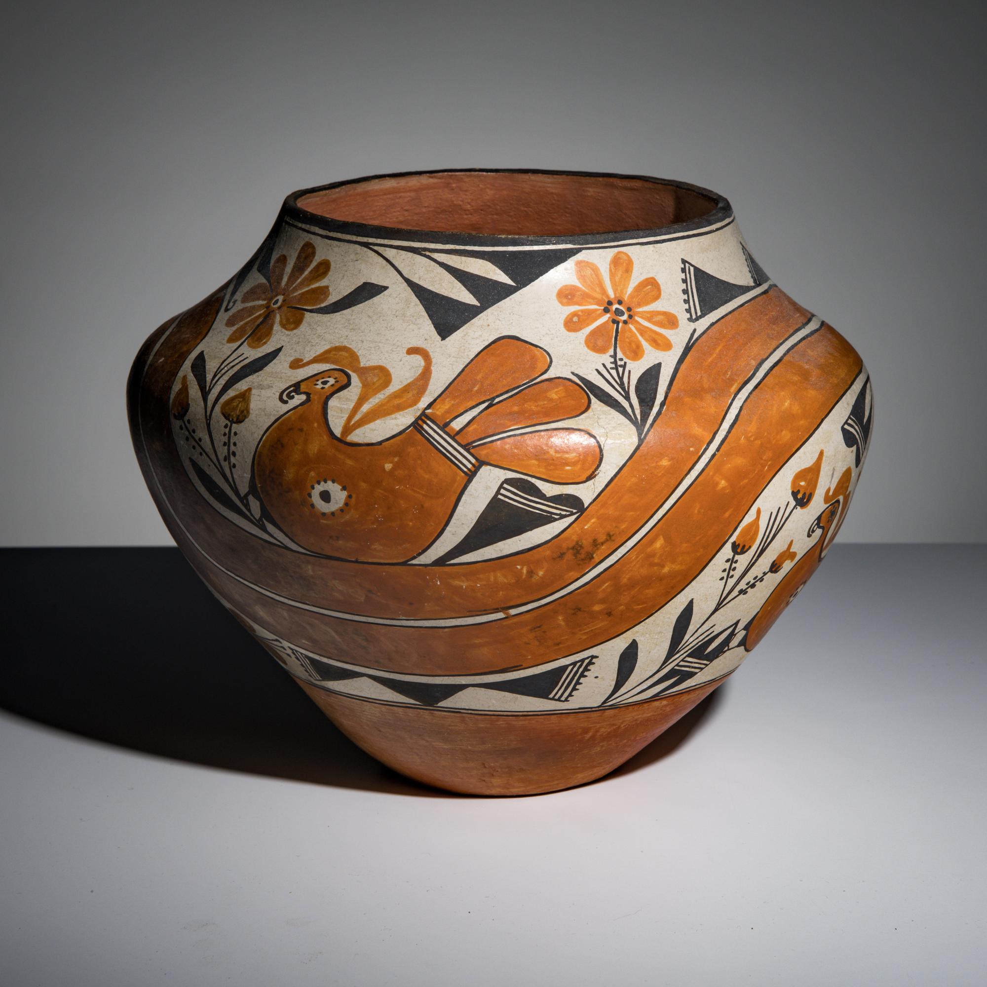 Acoma Pottery Olla, with Parrot