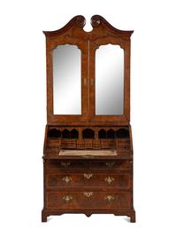 A George I Burr Yew Wood Secretary Bookcase