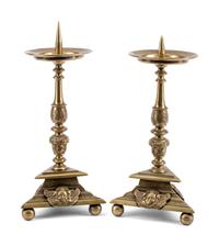 A Pair of Continental Brass Prickets