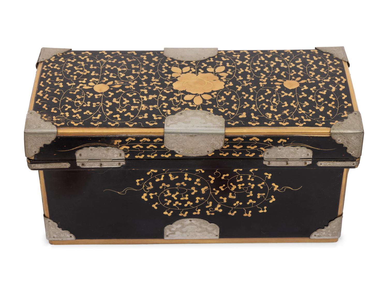 Eight Japanese Gilt and Black Lacquered Boxes