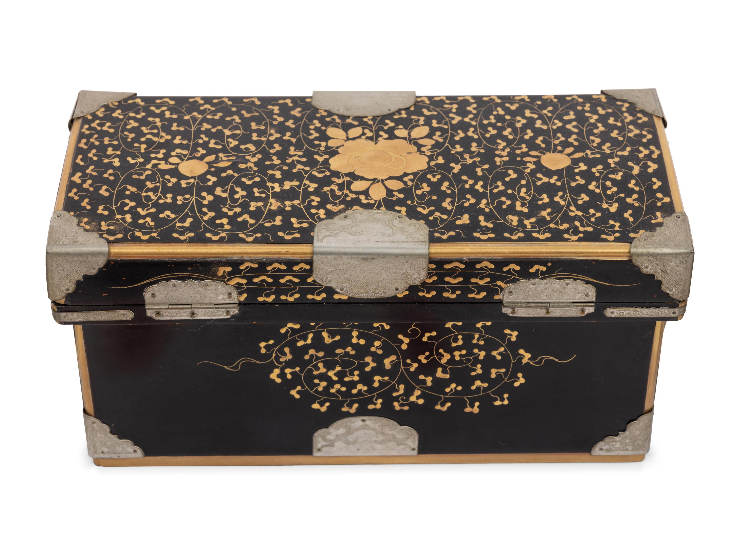 Eight Japanese Gilt and Black Lacquered Boxes