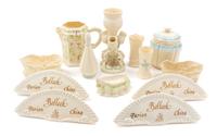 Thirteen Belleek Articles Height of tallest 8 inches. — SEVENTH GOLD MARK (1980-1993)