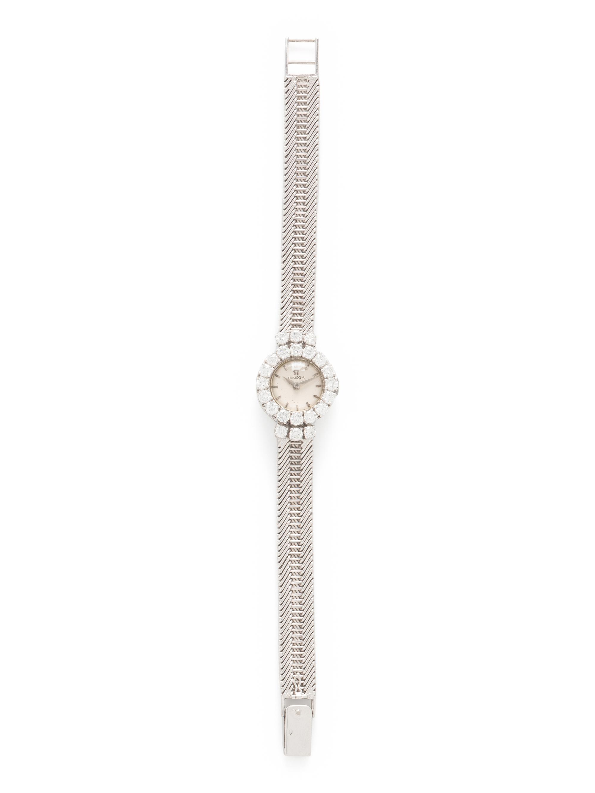 OMEGA, WHITE GOLD AND DIAMOND WATCH