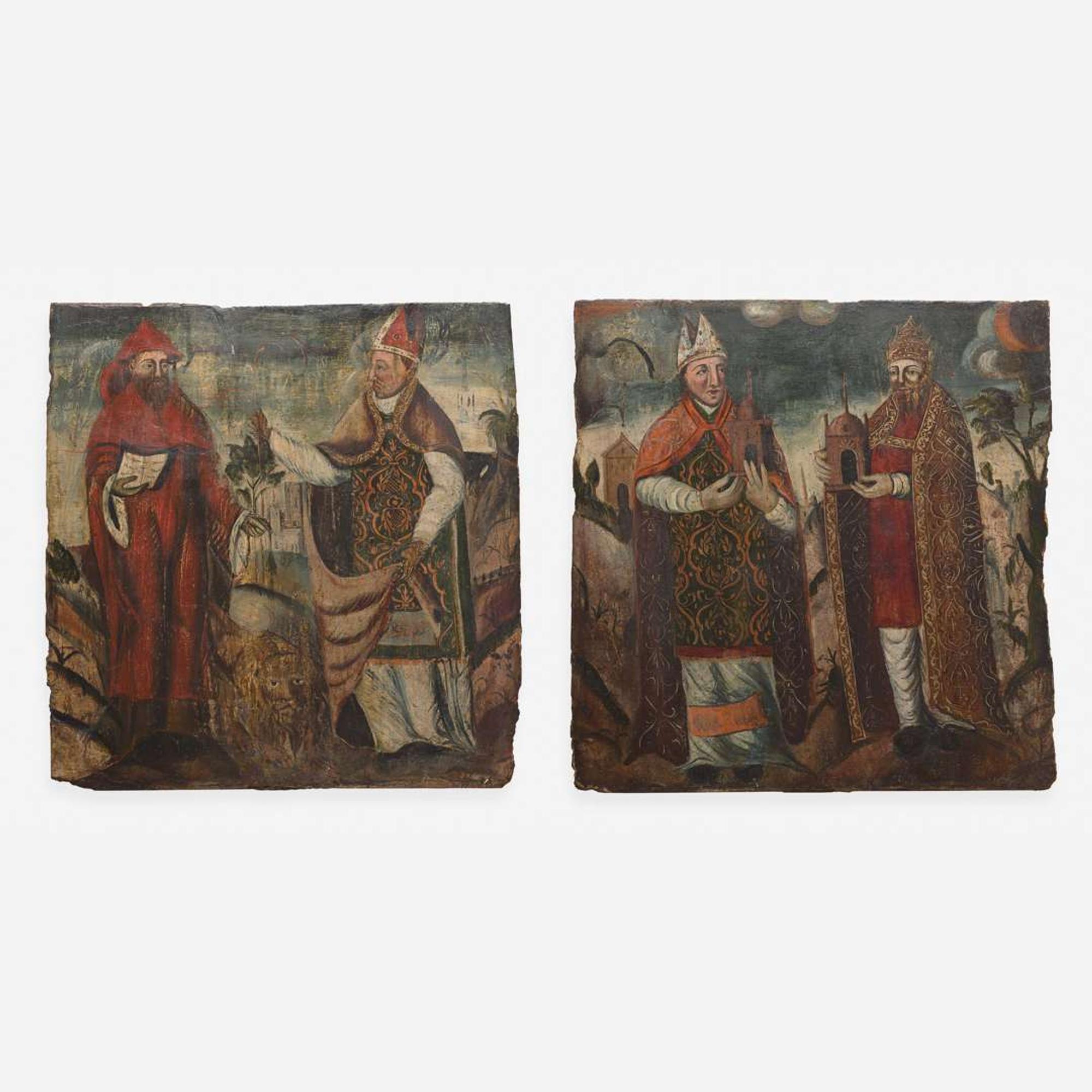 A Pair of Spanish Panel Paintings style of Navarra school, mid 16th century