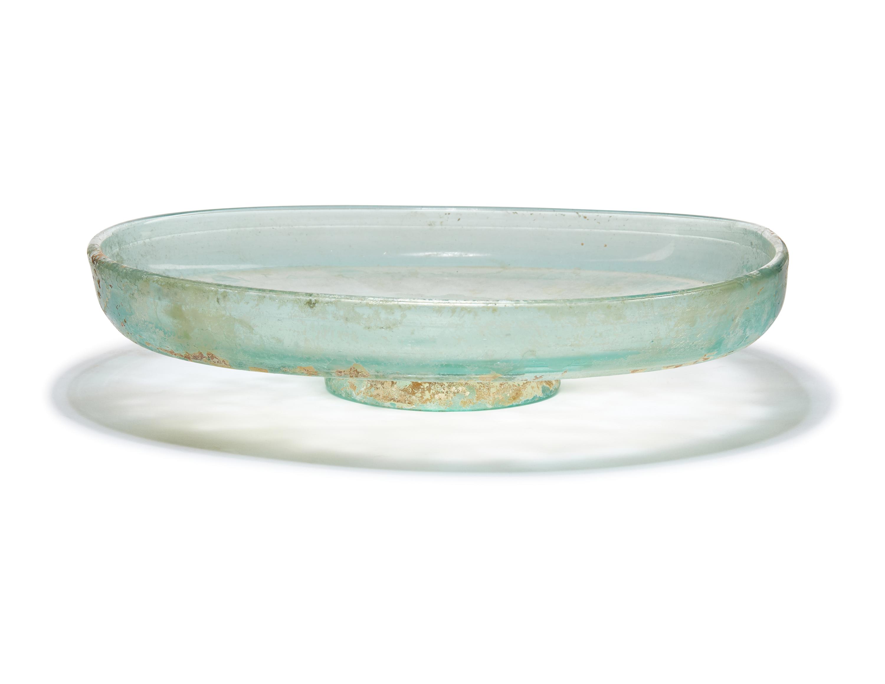 Three Roman Green Glass Plates