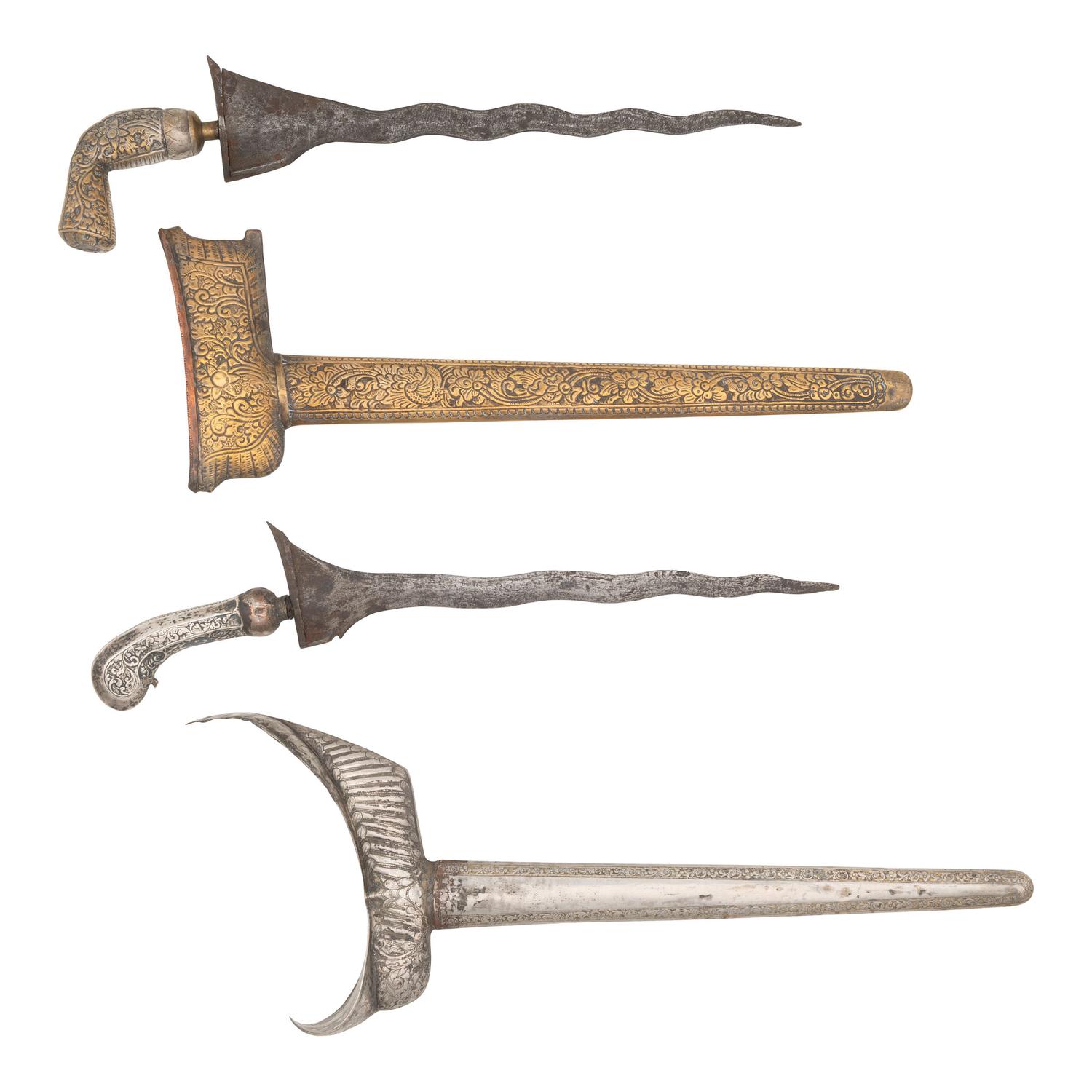 Two Metal Decorated Kris Knives