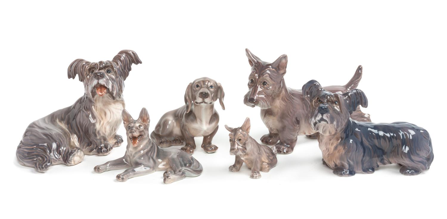 Six Dahl Jensen Copenhagen Porcelain Figures Width of widest 7 inches. — 20TH CENTURY