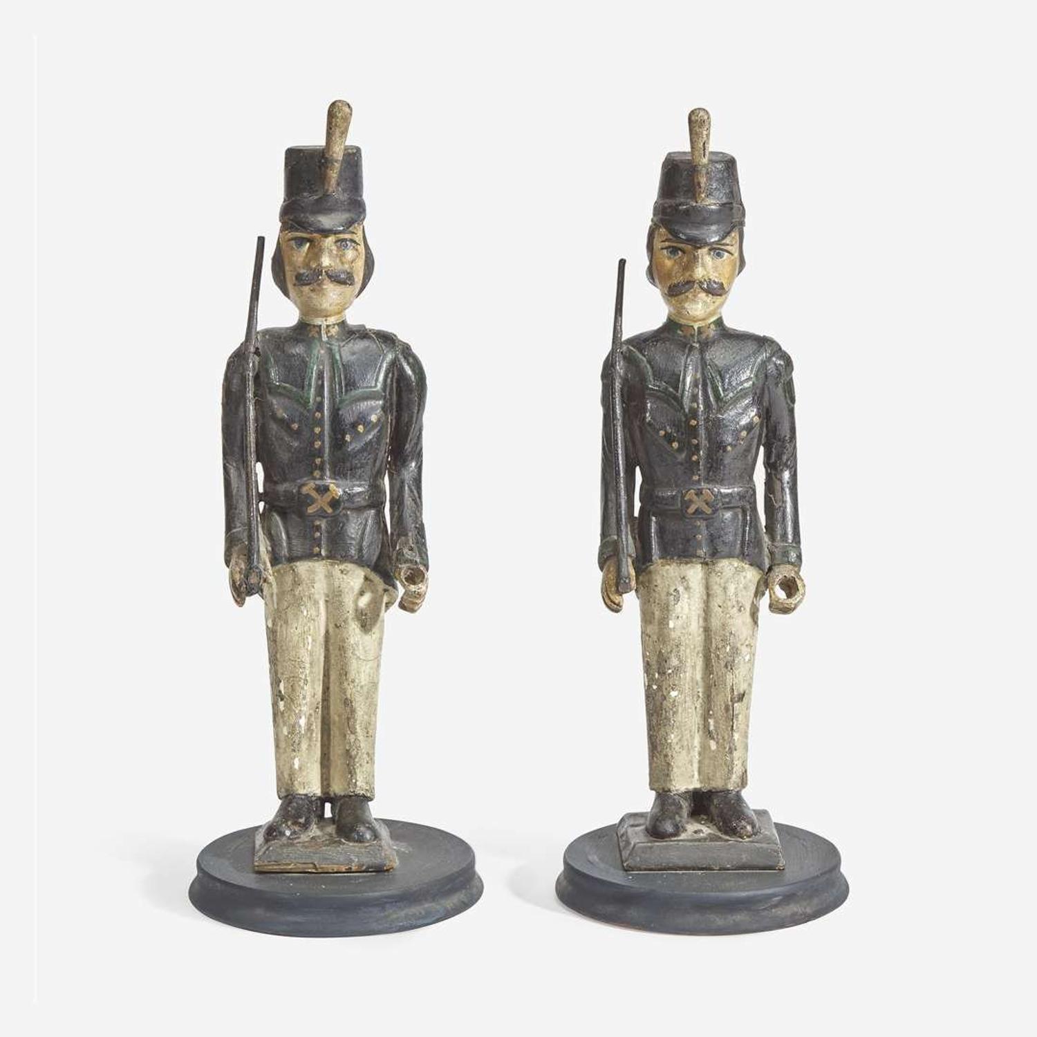 A pair of carved and painted wooden soldiers England, 19th century