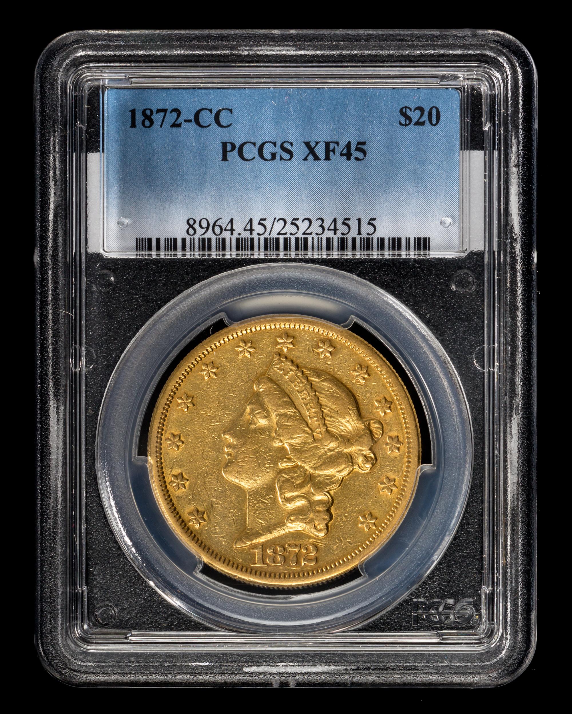 A United States 1872-CC Liberty Head $20 Gold Coin
