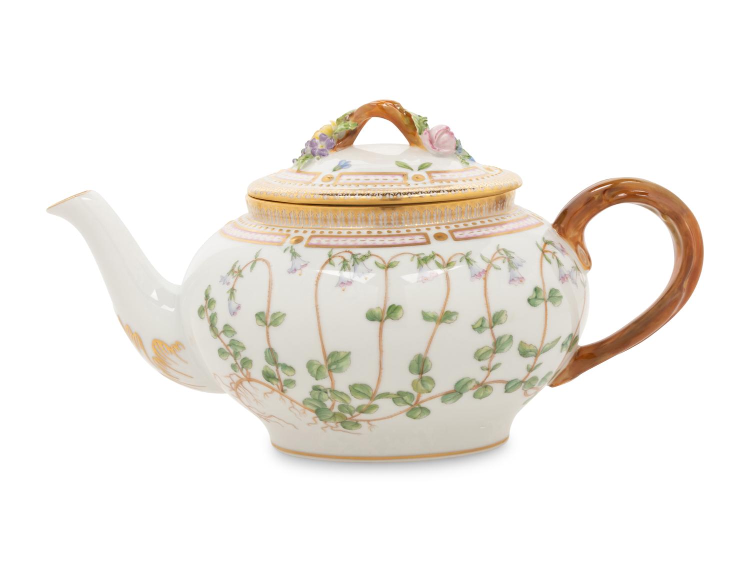 A Royal Copenhagen Flora Danica Porcelain Teapot