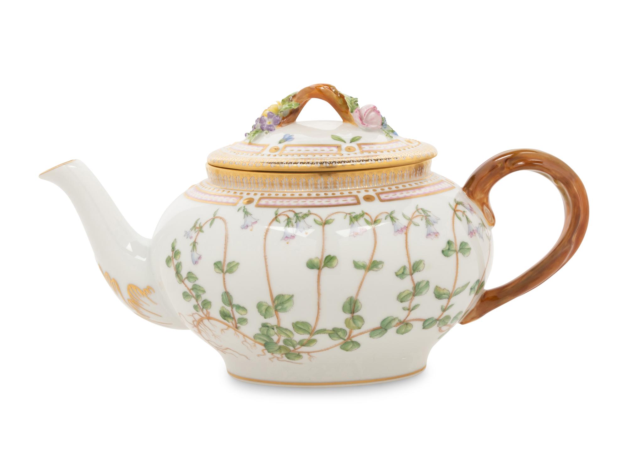 A Royal Copenhagen Flora Danica Porcelain Teapot