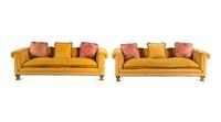 A Pair of Custom Velvet Upholstered Chesterfield Sofas