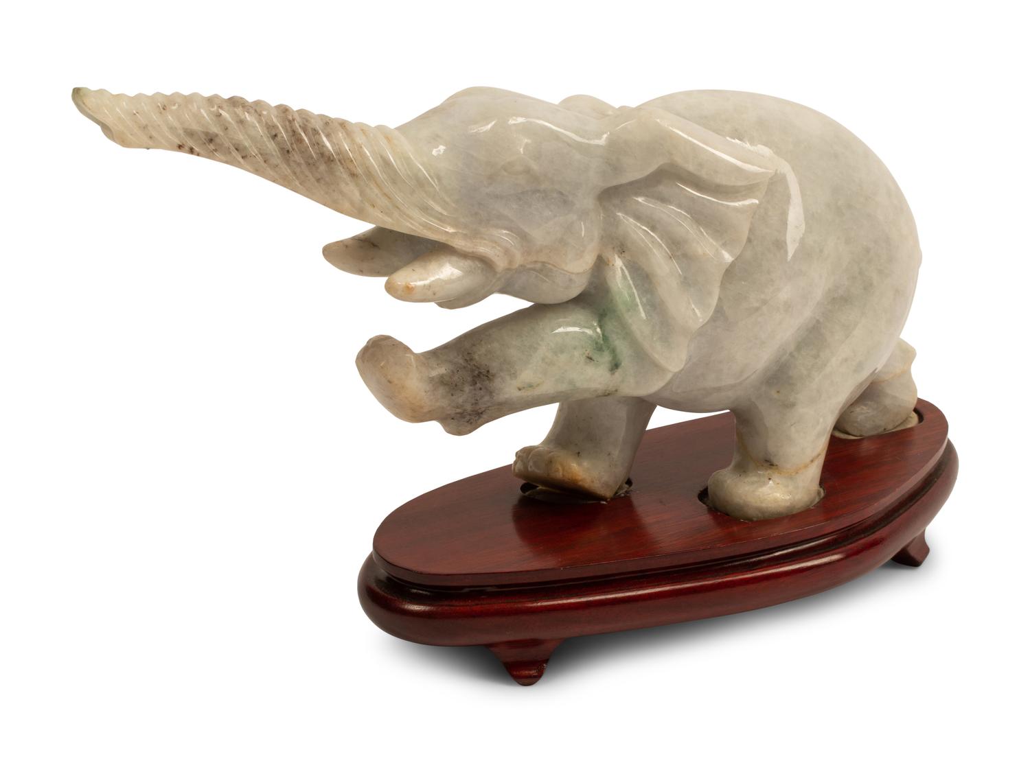 A Chinese Carved Jadeite Elephant