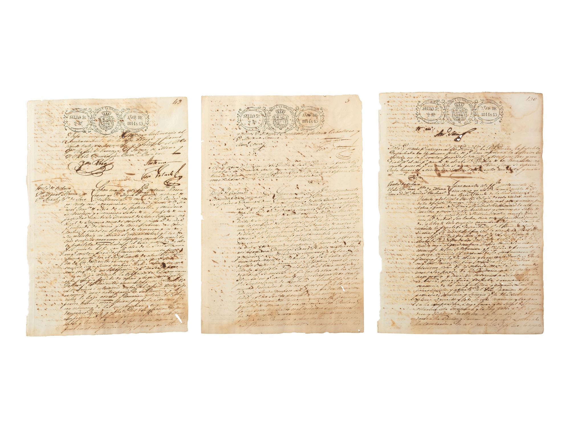 [ENSLAVEMENT & ABOLITION]. A group of 12 documents regarding the sale of enslaved persons in Cuba. 1844-1873.