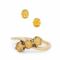 Yellow Gold and Yellow Sapphire Ring and Earrings
